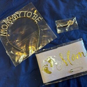 Gold 'Mom to Be' Headband and Sash Set
